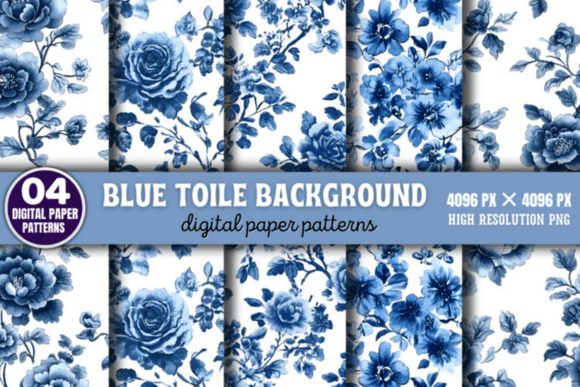 Download Blue Toile Background Digital Paper - Premium Resources